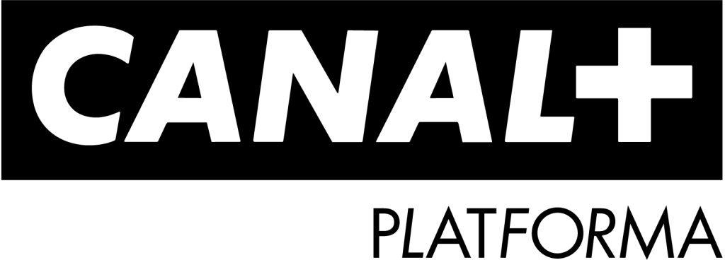 Canal+ Platforma polsko, logo, znak graficzny czarny prostokąt z białym napisem CANAL+ pod spodem dopisek Platforma cienkimi literami