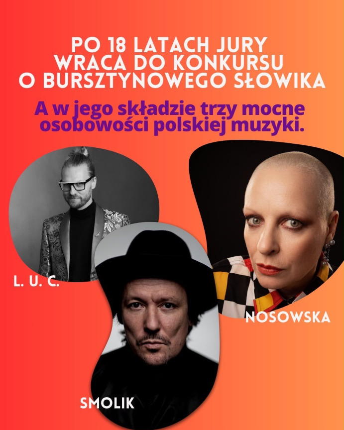 Katarzyna Nosowska, Andrzej Smolik i Łukasz L.U.C. Rostowski w jury Bursztynowego Słowika 2026
