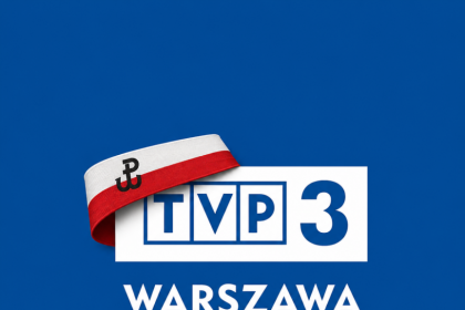 Logo TVP3 Warszawa z opaską Polski Walczącej