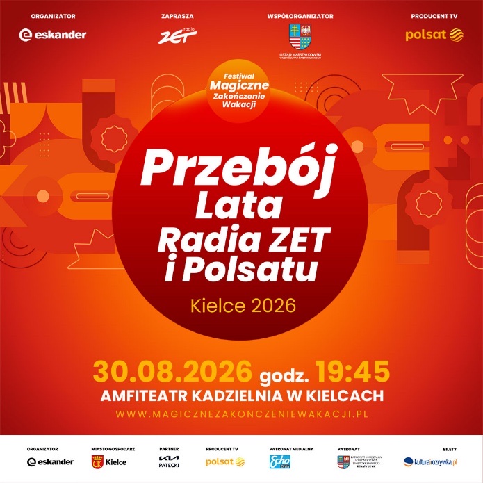 Przebój Lata Radia ZET i Polsatu 2026 w Kielcach – plakat koncertu