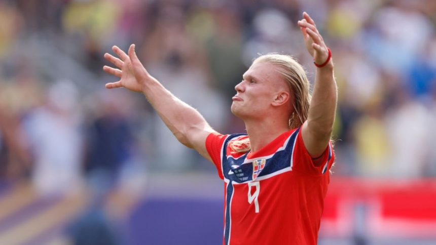 Erling Haaland podczas meczu reprezentacji Norwegii